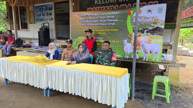 Dalam rangka mendukung program TNI Manunggal Membangun Desa (TMMD) ke-126, Dinas Peternakan Kabupaten Malang menggelar kegiatan Bimbingan Teknis (Bimtek) di Dusun Krajan II, Desa Lebakharjo, Kecamatan Ampelgading, Kabupaten Malang.(10/2025)